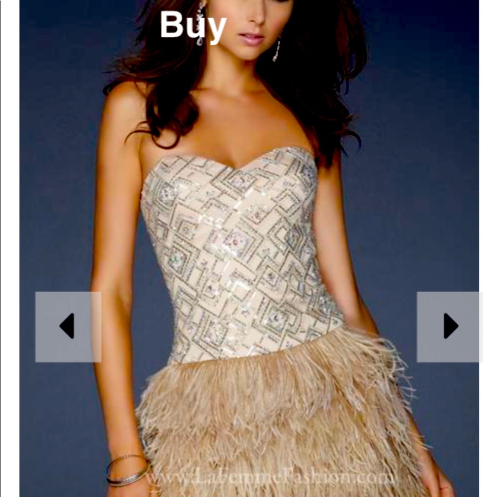 La Femme feathered dress Sz 4 & 8
